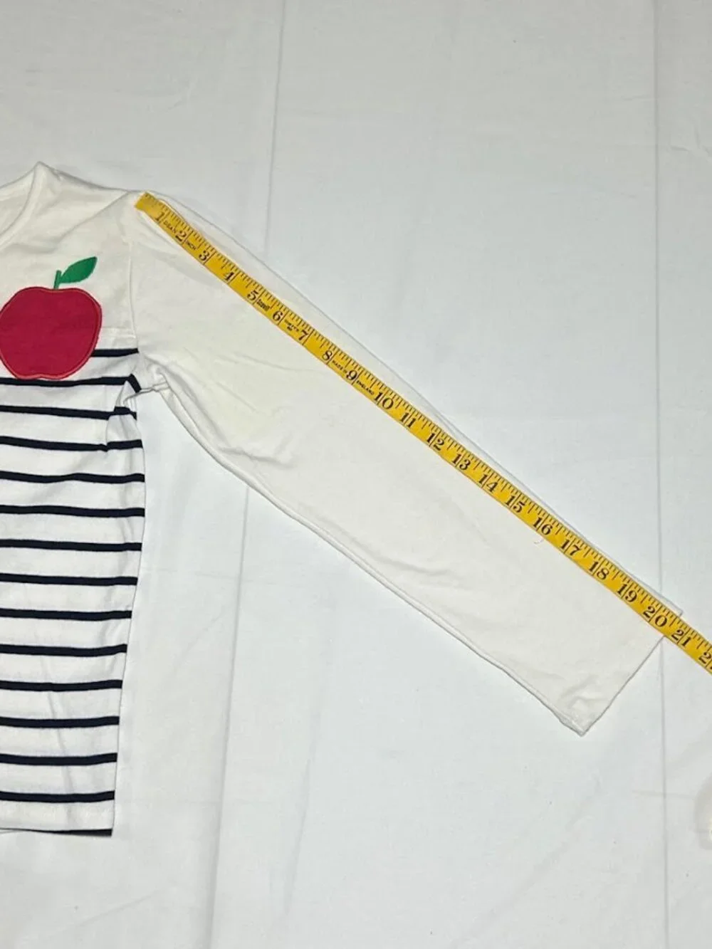Gymboree Girls 12 White Striped Apple Pocket Long Sleeve Top Head of the Class